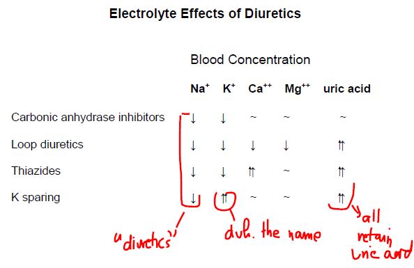 Diuretic effect on electrolytes